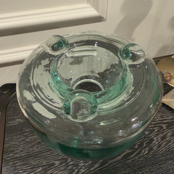 Large Handmade Green Glass Fly Wasp Bee Catcher Jar w/ Leaf Topper - Picture 2 of 5